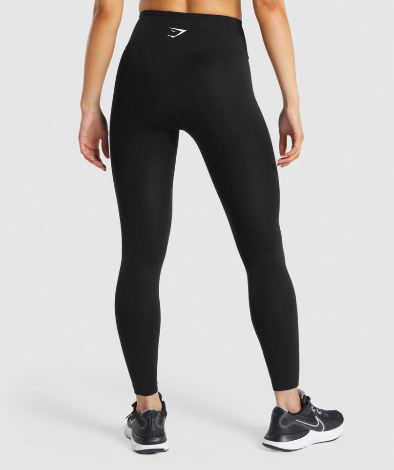 Legginsy Gymshark Treningowe Damskie Czarne | PL 201UEK